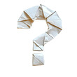 Close-up Paper Origami Question Mark on White Background with Visible Folds