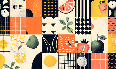 Wall Mural - fruits and vegetable herbal concept  for background or 2d illustrator cartoon.