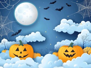 Wall Mural - halloween background with pumpkin