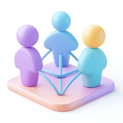 Wall Mural - 3D Network Icon: Connecting Team Members for Success Logo Illustration