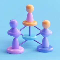 Wall Mural - 3D Network Icon: Connecting Team Members for Success Logo Illustration