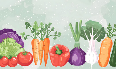 Canvas Print - fruits and vegetable herbal concept  for background or 2d illustrator cartoon.