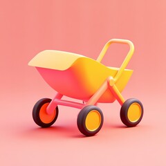 Wall Mural - 3D Wheelbarrow Icon: Tool for Moving Garden Materials Logo Illustration