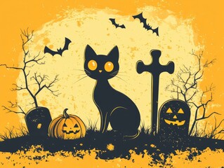 Wall Mural - halloween background with pumpkin