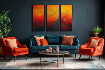 Wall Mural - Trio of Abstract Art Modern Illustrations for Versatile Wall Decor and Artistic Expression