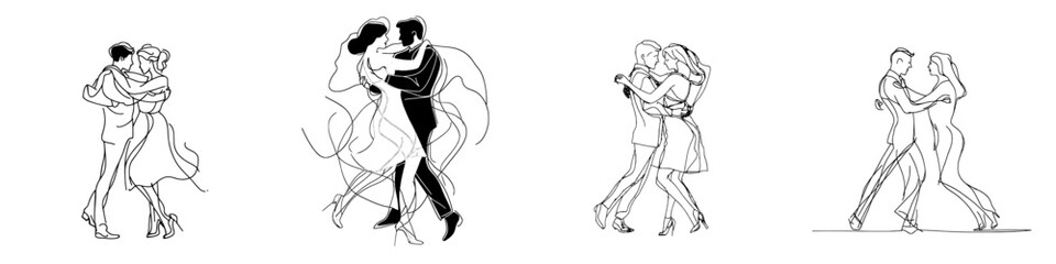 Modern illustration of a tango dance. Logo design, icon, postcard, poster.