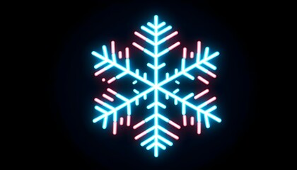 neon snowflake on dark background