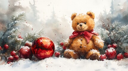 cute Christmas watercolor card