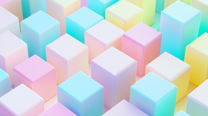 Poster - Mesmerizing 3d cubes in pastel colors create trendy abstract background. Perfect for stylish projects