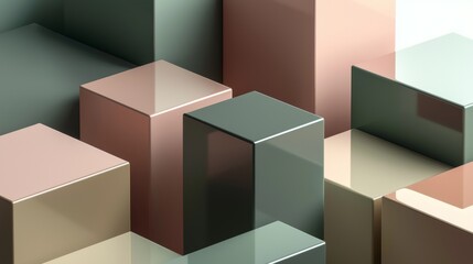 Poster - Mesmerizing 3d cubes in pink and green tones create a modern design. Clean, minimal pattern offers a trendy backdrop. Elegant and contemporary background for displays