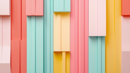 Poster - Modern and minimalist abstract background featuring pastel-colored geometric shapes, creating a visually appealing three-dimensional pattern