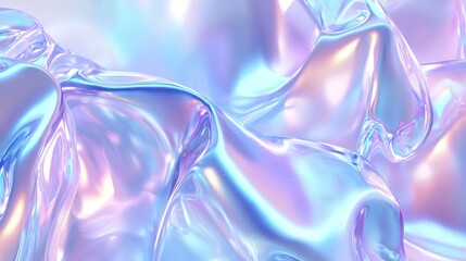 Poster - Abstract holographic background with flowing liquid waves in motion, featuring vibrant and iridescent colors, creating a mesmerizing and futuristic visual effect