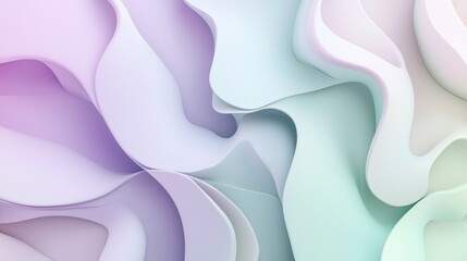Poster - 3d render of a pastel-colored abstract background with organic shapes forming a wavy pattern, perfect for a wide range of design projects