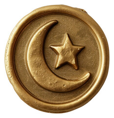 Wall Mural - png seal wax stamp of star and moon gold jewelry locket.