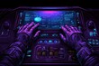 © Wafello - Futuristic sci fi cockpit control panel with glowing digital interface and buttons