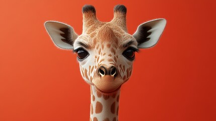 A giraffe with a big smile on its face is staring at the camera