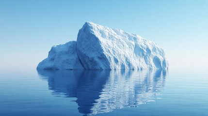 a large ice block sits on the surface of the water