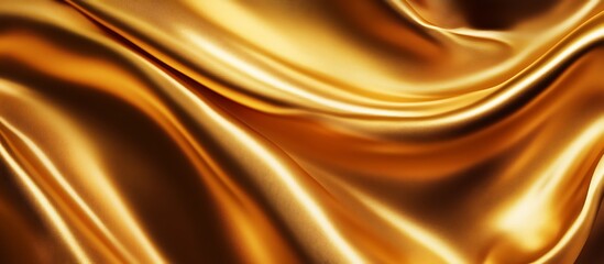 Canvas Print - A close-up shot of a golden silk fabric, smooth and flowing with soft, delicate folds.