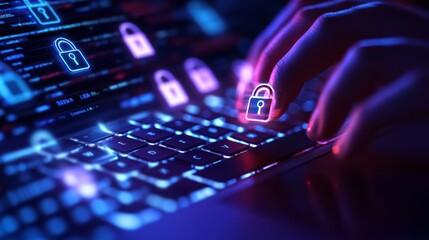 Poster - A skilled cyber security expert working remotely, dedicated to protecting sensitive data and enhancing network security with advanced cloud technologies to combat potential threats