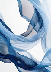 A close-up of an abstract painting with soft, flowing lines in shades of blue and grey, creating the illusion that they form two intertwined ribbons or waves, symbolizing tranquility and calmness