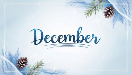 Hand sketched December text. Lettering typography. Concept December advertising. AI generated