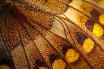 Poster - Macro photograph capturing the stunning details and vibrant patterns of a butterfly wing, showcasing the intricate texture and beautiful array of colors.