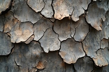 Aufkleber - Old tree bark captured showcasing its rugged texture and natural weathering, with detailed patterns that speak to the strength and resilience of the tree over time.