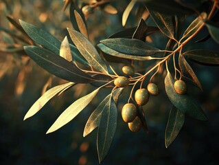 Wall Mural - olive branch with olives