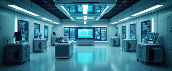 Wall Mural - futuristic cell therapy laboratory - medical innovation, nanotech, scientific research