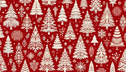 red christmas pattern background with snowflakes illustration