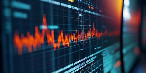 Poster - A digital seismograph displays realtime earthquake data on a computer, showing seismic waves and their amplitude. This technology is essential for analyzing natural phenomena and enhancing safety