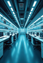 Wall Mural - modern sterile laboratory, clean room. futuristic science. cellular therapy innovation concept.