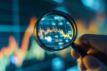 Poster - Analyzing market trends with a magnifying glass for better investment decisions in finance
