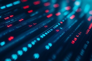Poster - Abstract representation of data streams with bright colors highlighting binary code patterns in a digital environment