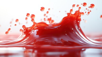 Canvas Print - Close-up of red liquid splashing, creating dynamic shapes.