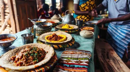 Traditional Ethiopian Food on Table