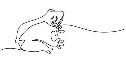 one continuous line drawing of funny frog for kids toy logo identity. reptile animal icon concept. t