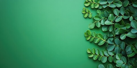 Wall Mural - Green Leaves on Soft Green Background