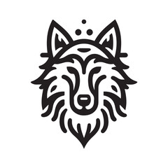 Wall Mural - Minimalist wolf logo with white background