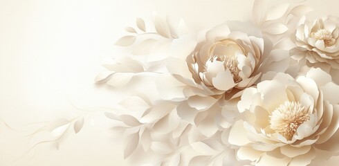 Poster - Arrangements of white flowers are elaborately detailed with intricate petals