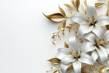 Sticker - A golden backdrop frames golden stucco lilies