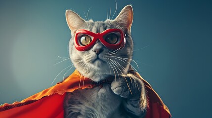  Adorable Superhero Cat in Mask and Cape Ready to Save the Day