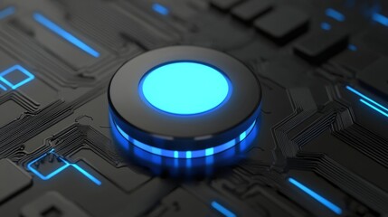 Poster - An abstract technology interface, glowing HUD, and a science fiction abstract element.