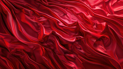 Sticker - close up horizontal abstract illustration of red velvet wavy abstract wallpaper background