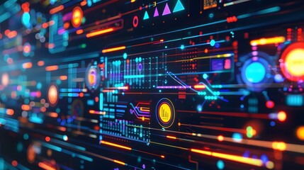 Wall Mural - Visualize non-functional requirements with a graphical layout, showcasing modern icons and metrics for scalability, reliability, availability, and maintainability 