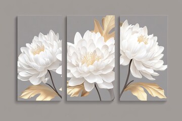 Against a white background, white accents decorate a gold flower