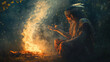 © GoldPumaze - A mystical shaman performing a fire ritual, summoning the spirits of nature and ancestors.