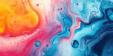 Vibrant Abstract Fluid Art with Bright Colors