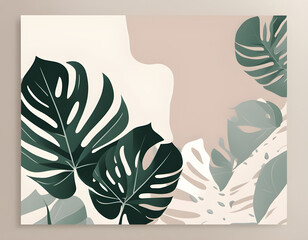 Wall Mural - Monstera leaves minimall wall art abstract illustration background