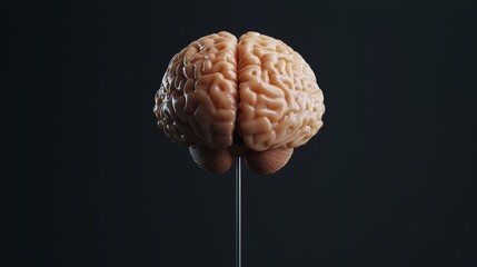 Poster - Human brain in 3D rendering in a sci fi themed laboratory. Big data processing, machine learning, trading stocks, and technology background.